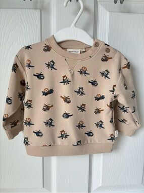 NWOT Toddler Beige Airplane Print Sweatshirt